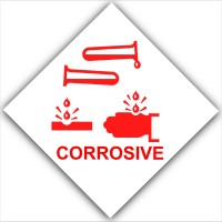 6 x Corrosive-Red on White,External Self Adhesive Warning Stickers-Health and Safety Sign 